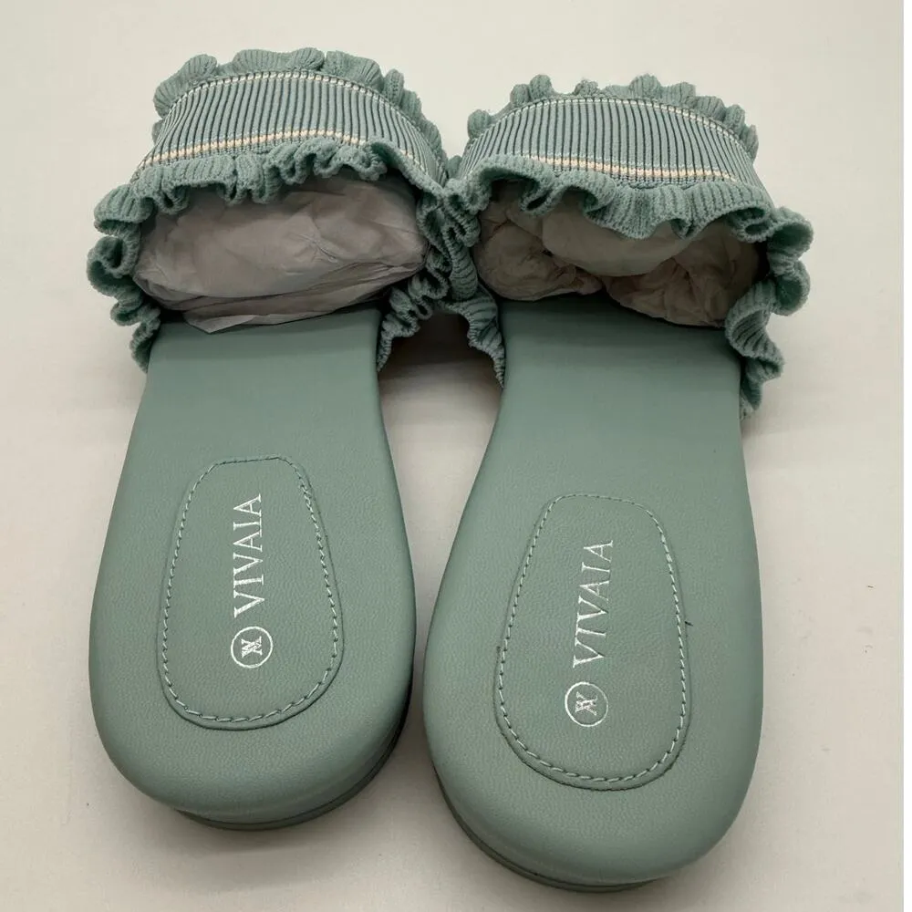 Vivaia Floria Round Toe Slide Sandals Old Money Blue Knit Breathable Comfort 9 - Image 6