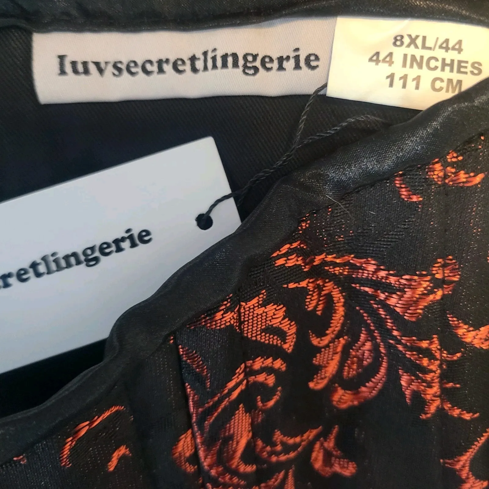 Women's‎ Lace Up Boned Jacquard Brocade Waist Training Underbust Corset 8XL 44in Red Size undefined - Image 3