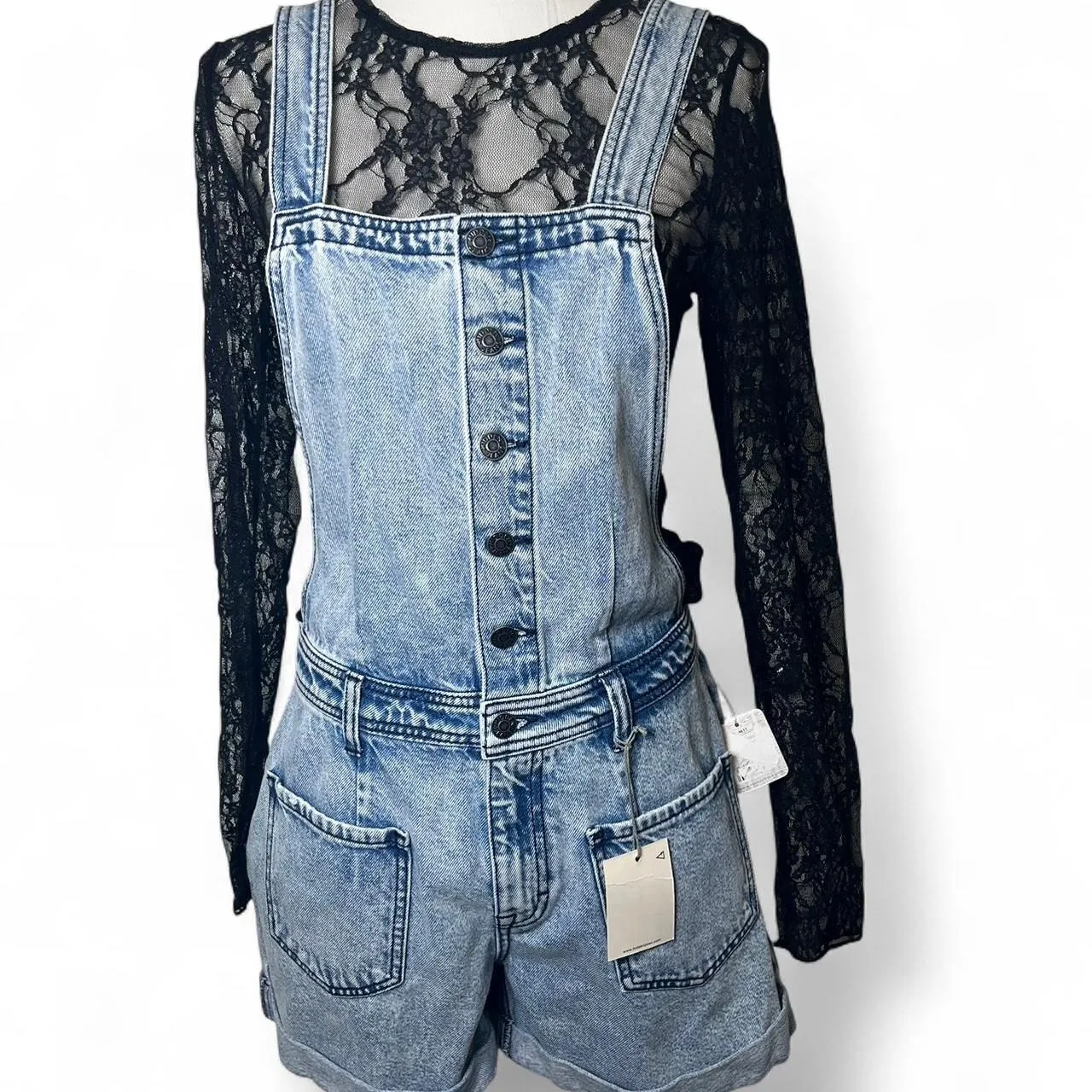 Hidden Denim X Free-people Collab Women's Blue Dungarees-overalls Size Medium - Image 3