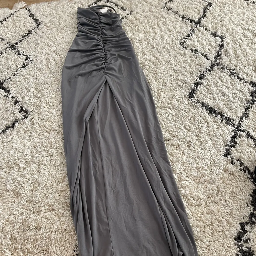 Aria One Shoulder Gown in Khaki - Image 5