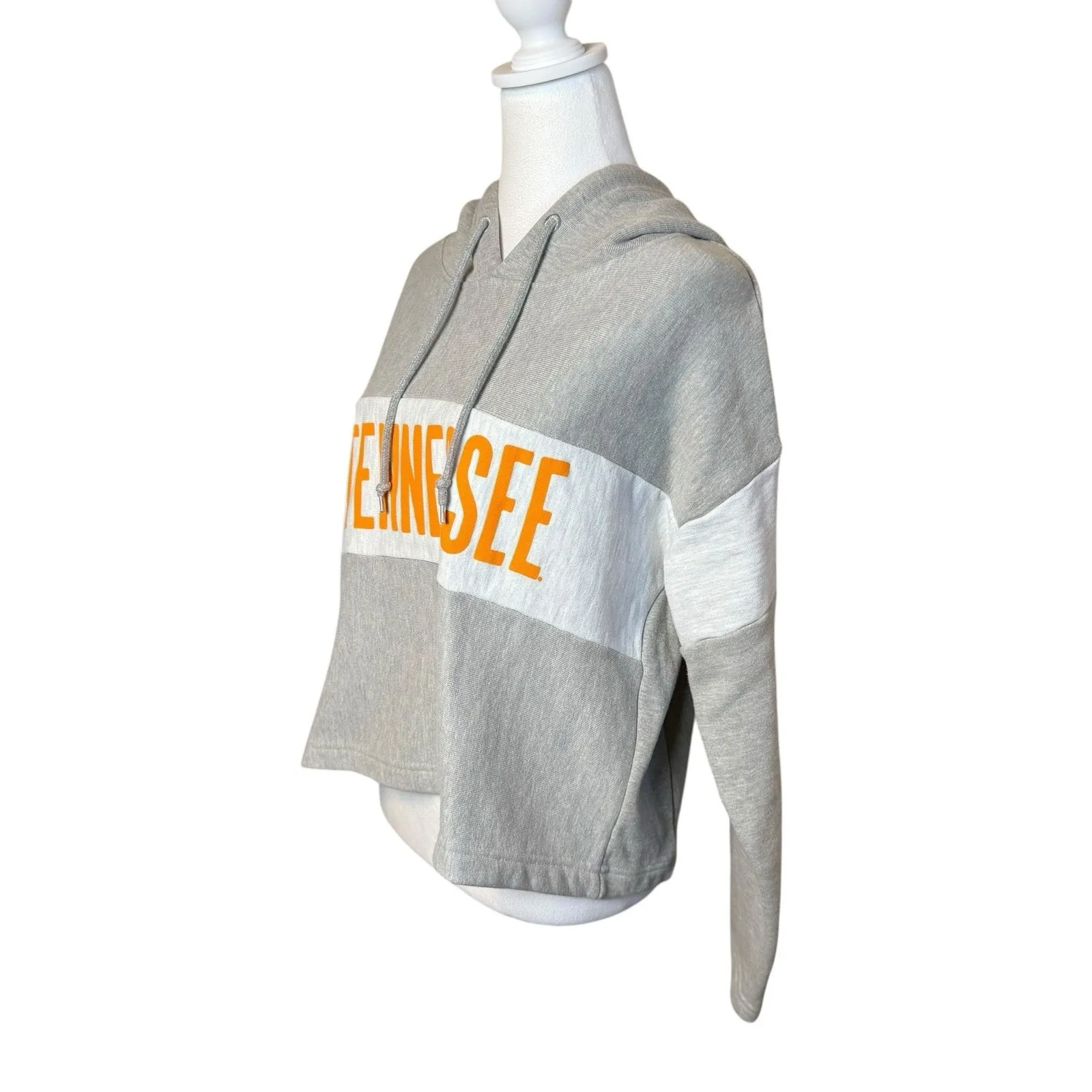 Champion Reverse Weave Womens Cropped UT Tennessee Vols Hoodie Gray Orange Large - Image 2