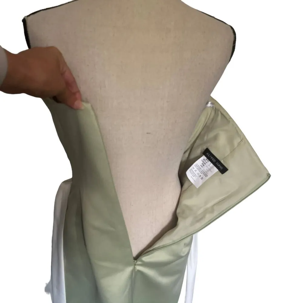 Alfred Sung Duchess Strapless Dress Sz 4 Green Bridesmaid Formal HOCO Satin - Image 10