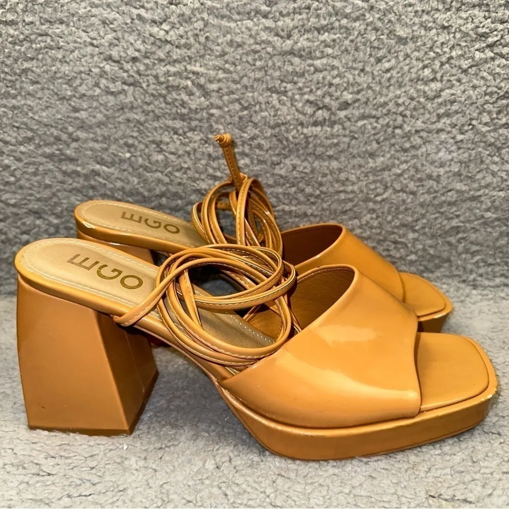 Ego Women's Shoes Beige Size 9 Faux Leather Dreamer Block Heel Ankle Tie Sandals - Image 14