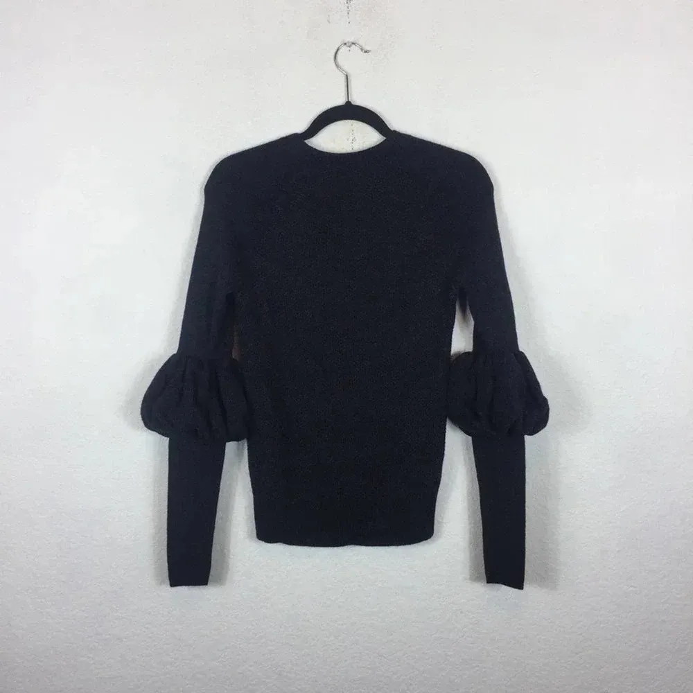 Club Monaco Ellodie Grey Wool Ruffle Puff Sleeve Knit Sweater XS - Image 11