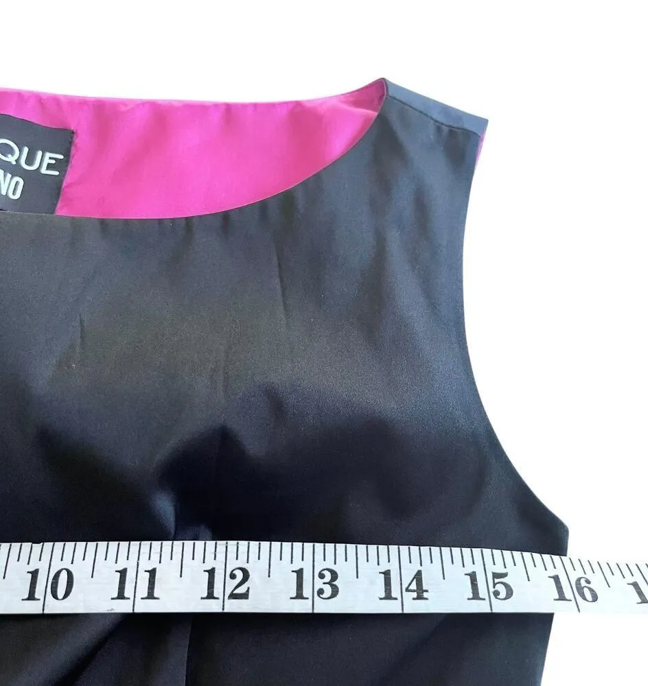Moschino Boutique Black Fuchsia Pink Bow Sleeveless Boat Neck Evening Blouse - Image 4