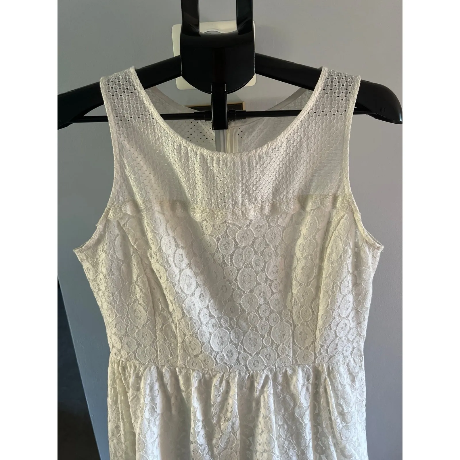 Vintage DR Collection Women's Ivory Cloud‎ Lace Sleeveless Doily Dress Size 12 - Image 2