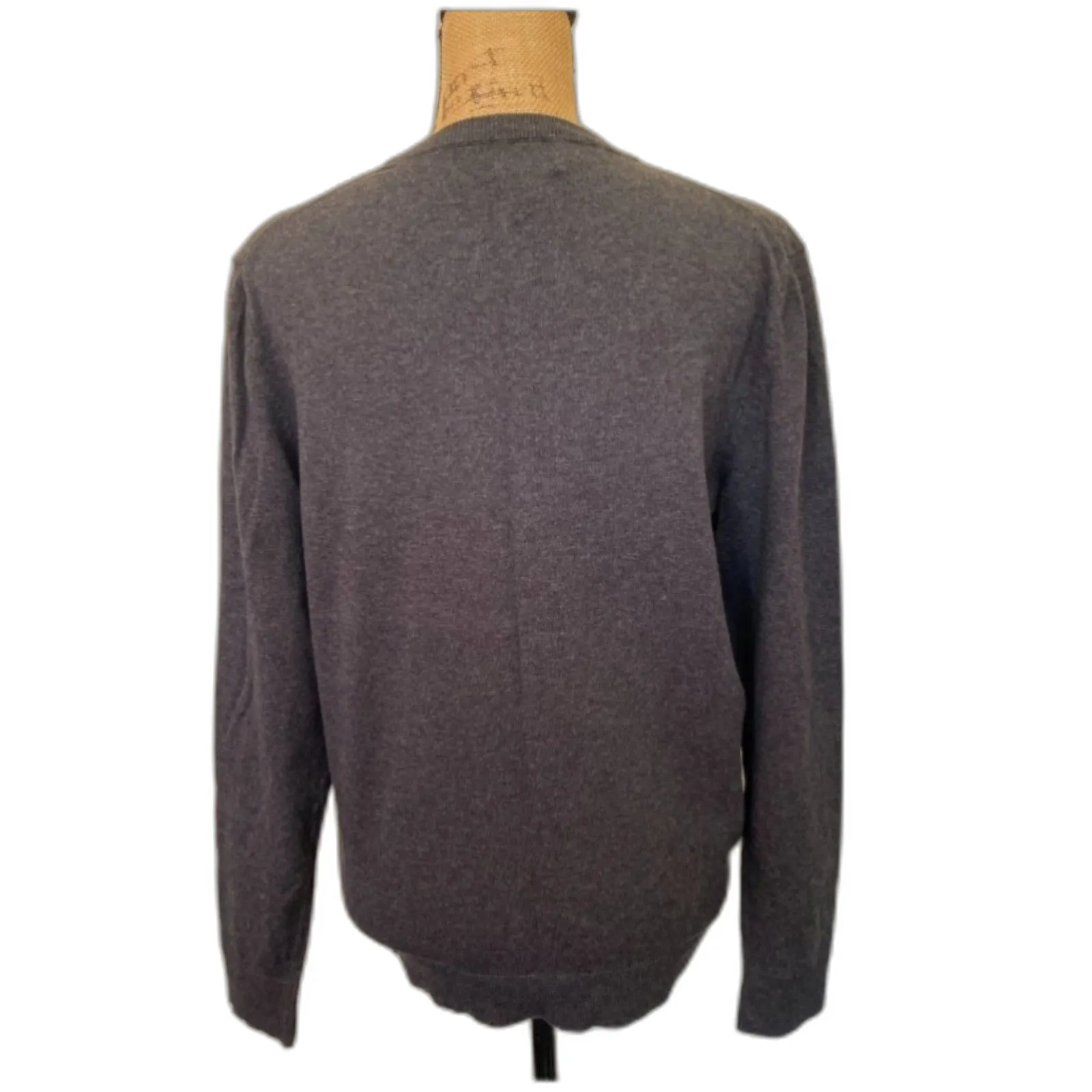 Alfani Classic Crew Neck Sweater Solid Gray‎ Neutral Basic Cotton Size Medium - Image 2