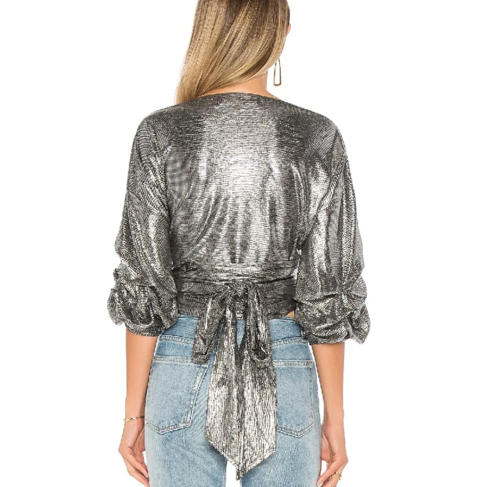 Lovers + Friends Bow Blouse in Silver revolve sz XS - Image 2