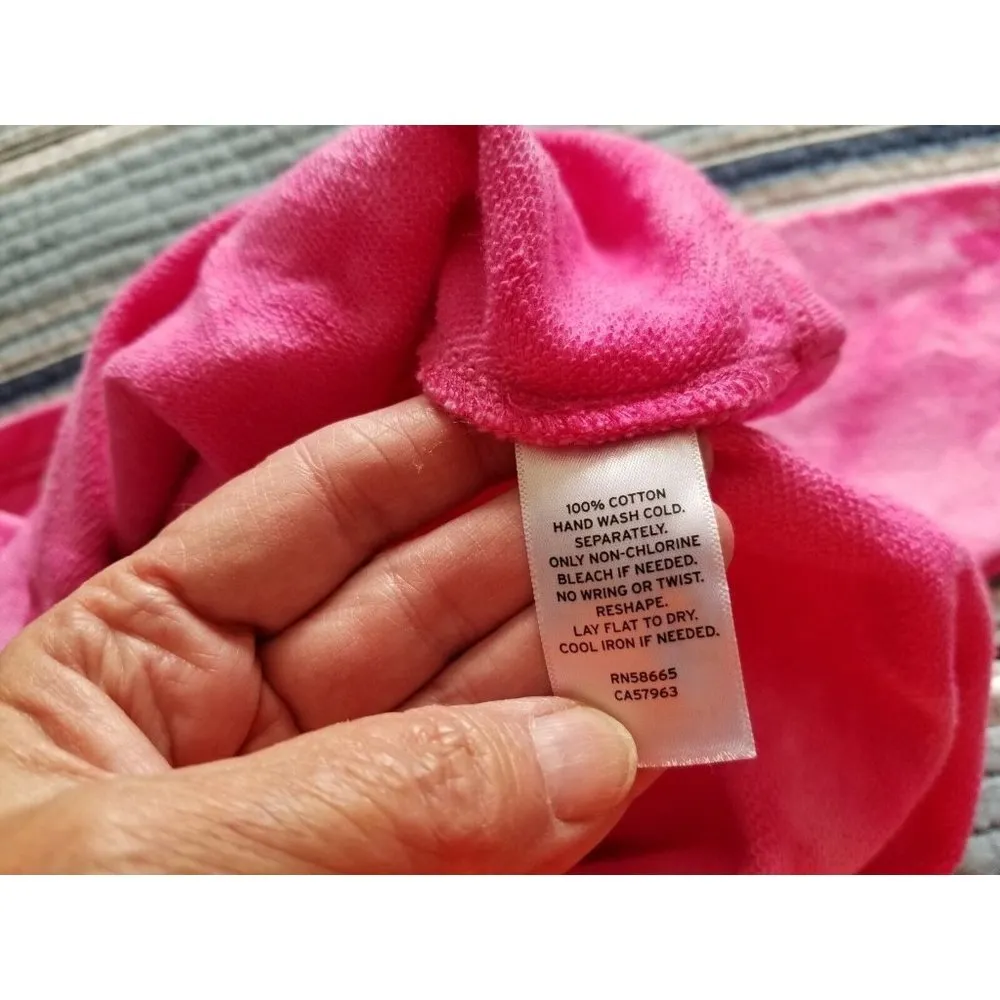 BP. Women's Sweatshirt Pink Tie-Dye Print Cropped Long Sleeves Henley Neck Sz XS - Image 7