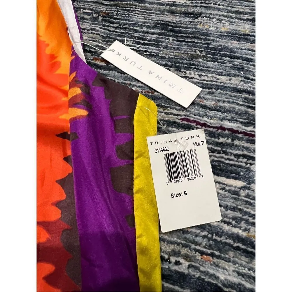 Trina Turk NWT Wavelengths Print Silk Halter Neck Dress size 6 - Image 5