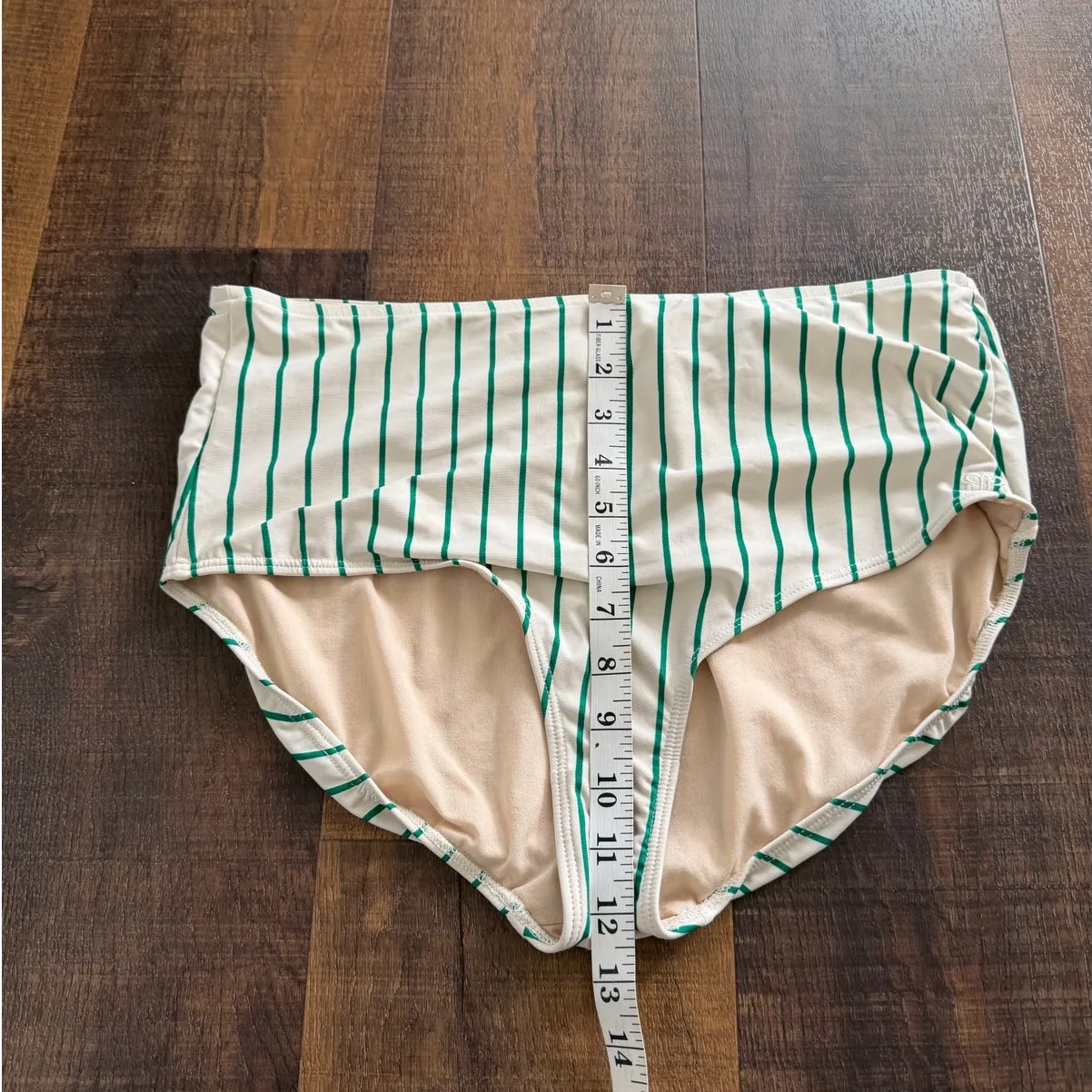 Albion Fit Coast to Coast Emerald Green Stripe High Waisted Swim Bottoms Size XL - Image 5