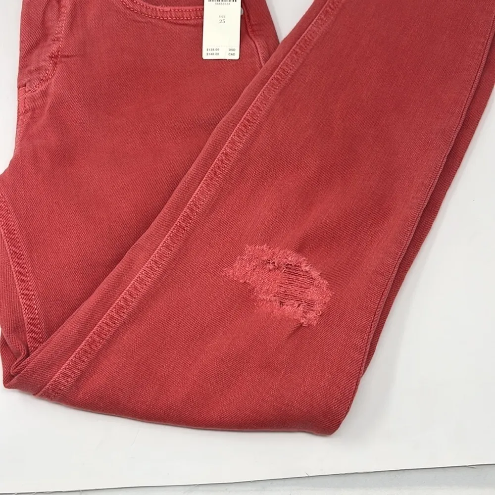 ANTHROPOLOGIE red Straight Jeans 25 - Image 5