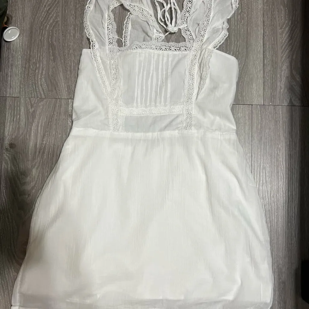 Abercrombie White Lace Mini Dress Cottagecore Size L - Image 2