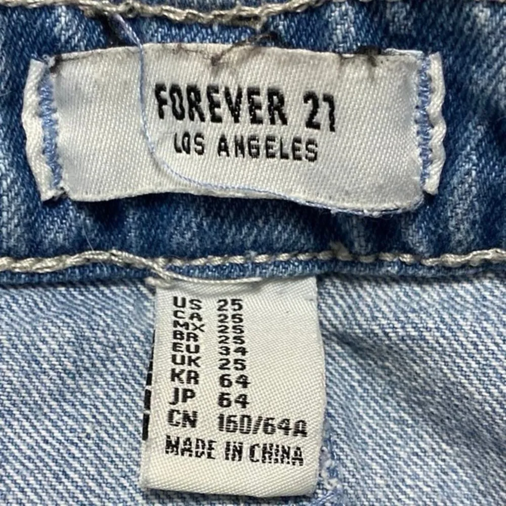 Forever 21 Women's Blue Patchwork High Waisted Pencil Denim Mini Jean Skirt 25 - Image 4