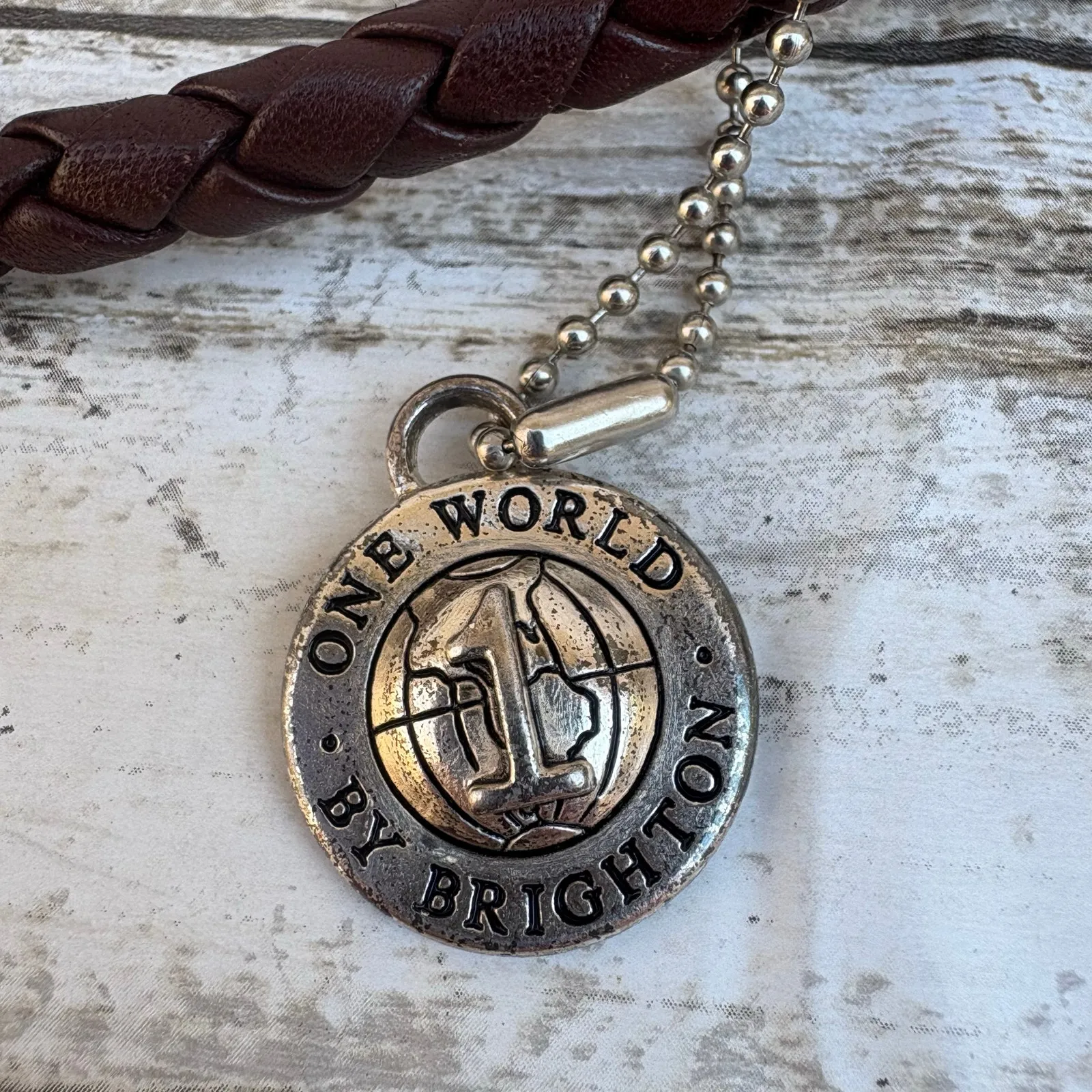 Brighton One World Mini Bag Bucket Purse Brown Braided Leather Crossbody Boho - Image 10