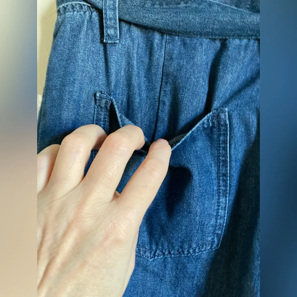 NY&C New Medium Wash Sailor Mariner Belted Paper Bag Wide Leg Denim Jeans # Blue Size 4 - Image 9