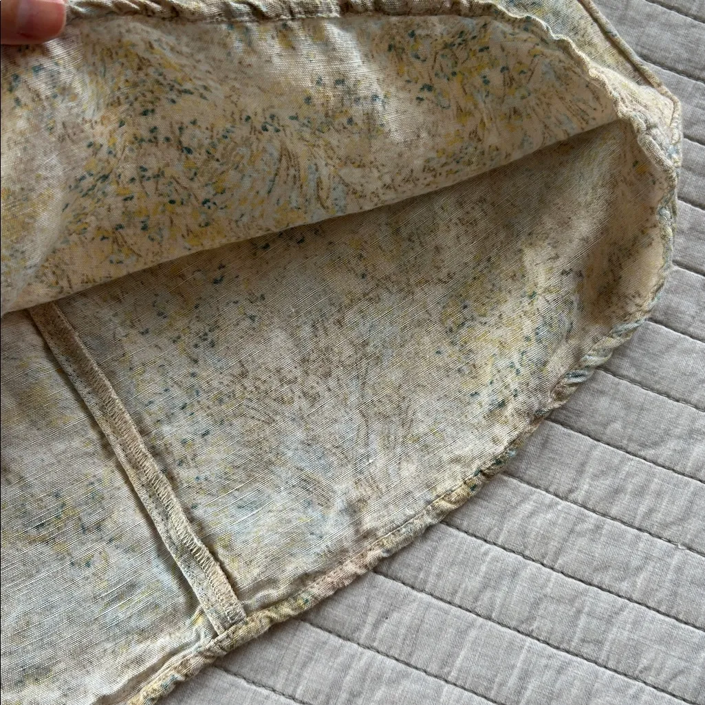 H&M linen blend neutral, earthy cottage tie back earthy boho mini dress XS - Image 3