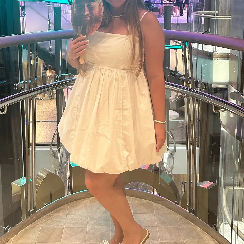 ABERCROMBIE BABYDOLL BUBBLE‎ HEM MINI DRESS WHITE SIZE XL TALL - Image 8