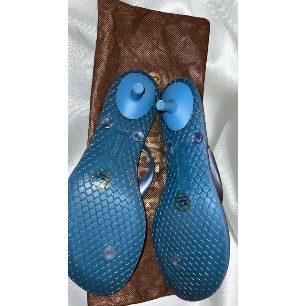 Seychelles Sandals Womens Low 1.5" Heel Flip Flops US Size 8 Blue Summer Shoe - Image 3