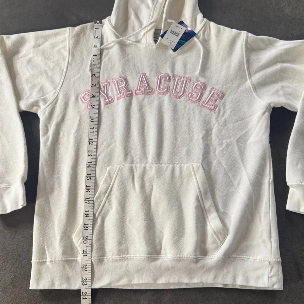 Women’s White Embroidered SYRACUSE College Drawstring Hoodie Size L NEW - Image 6