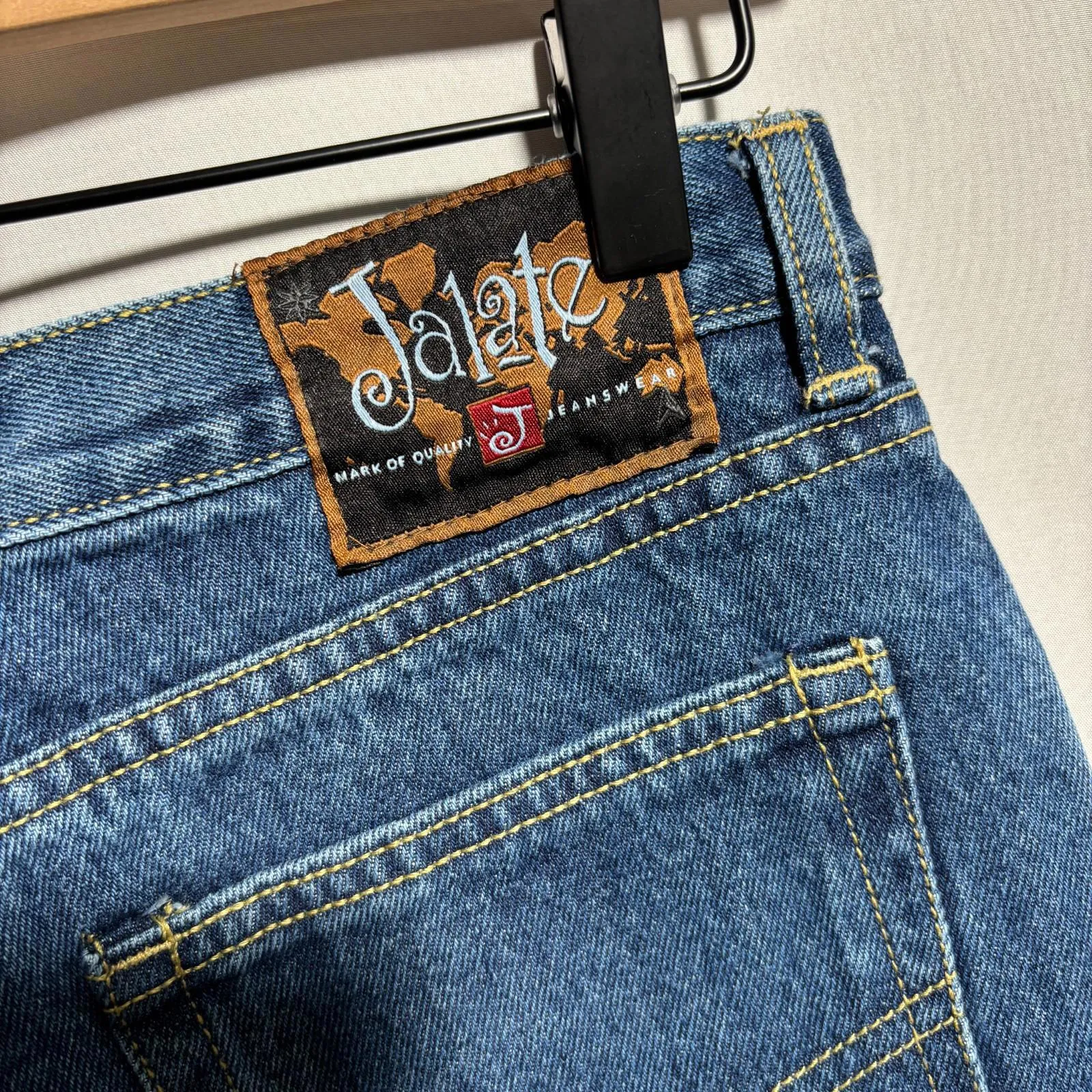 NWT‎ VTG Y2K Jeans Artsy Boho Patchwork Retro Deadstock Mid Rise Size 7/8 Hippie Blue Size M - Image 3