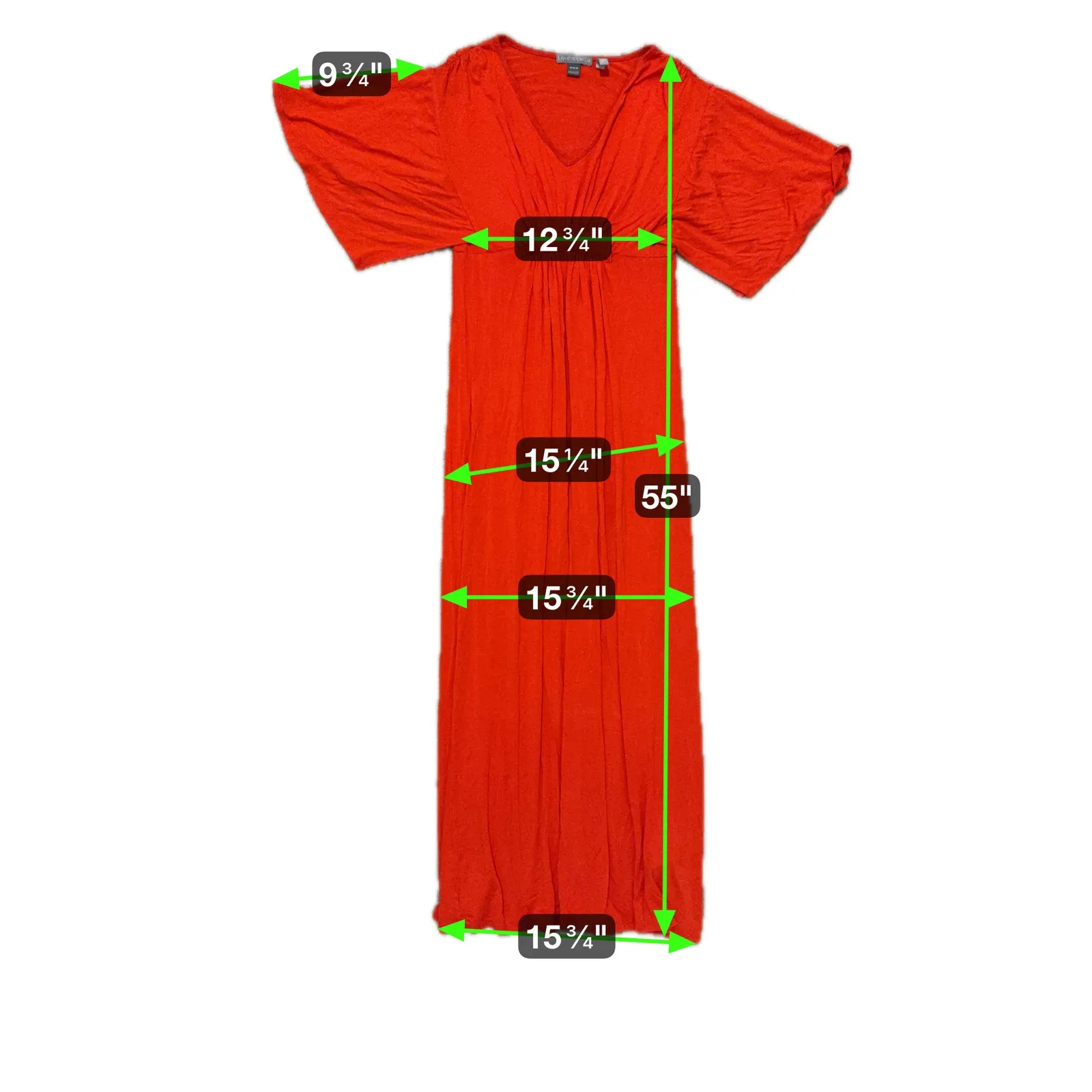 Loveappella Romantic Kimono Sleeve A-Line Maxi Dress M Red Flowy Elegant Stretch - Image 10