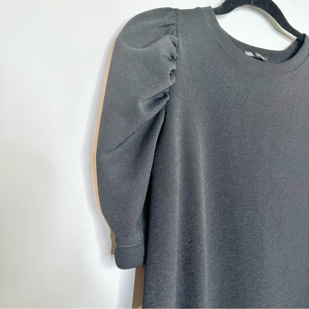 Zara Black Puff Sleeve Mini Dress - Image 3