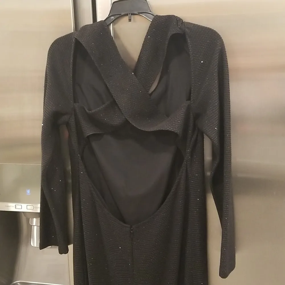 💕ST. JOHN💕 Long-Sleeve Cross-Back Links Sequin Knit Evening Gown Black 10 NWOT - Image 11