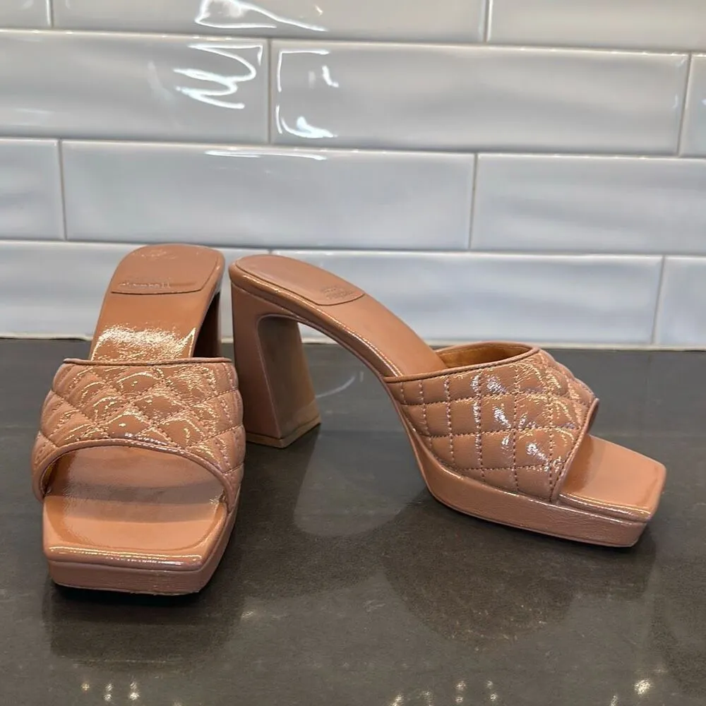 Jeffrey Campbell Nana Quilted Platform Mule in Tan Crinkle Patent - Image 6