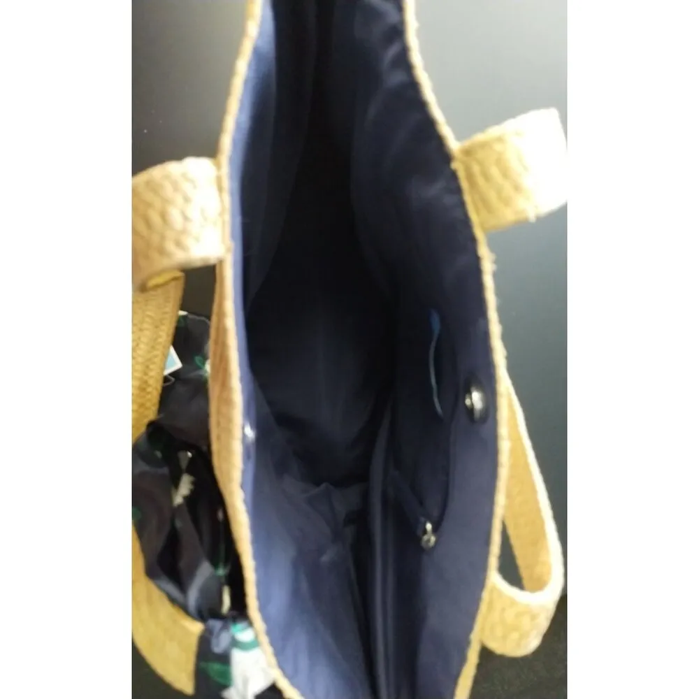 Draper James Women's Tan/Navy Blue Straw Shoulder Bag SKU 2047 - Image 6