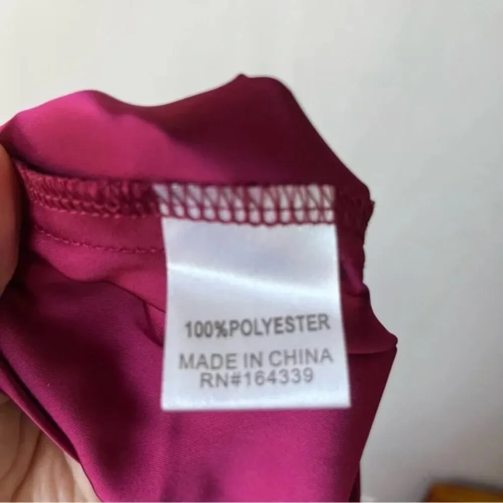 Petal & Pup Vienna Strapless Berry Satin Ruffle Side Slit Midi Dress XL - Image 13