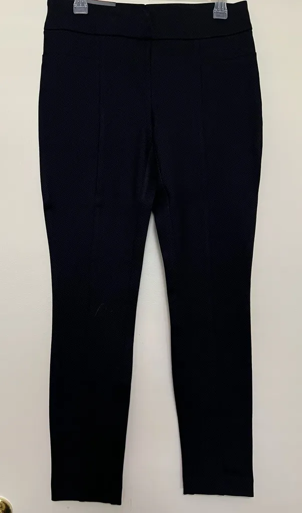 Hilary Radley Slim Leg Black Pants with Subtle Textured Detail, Size M - Image 1