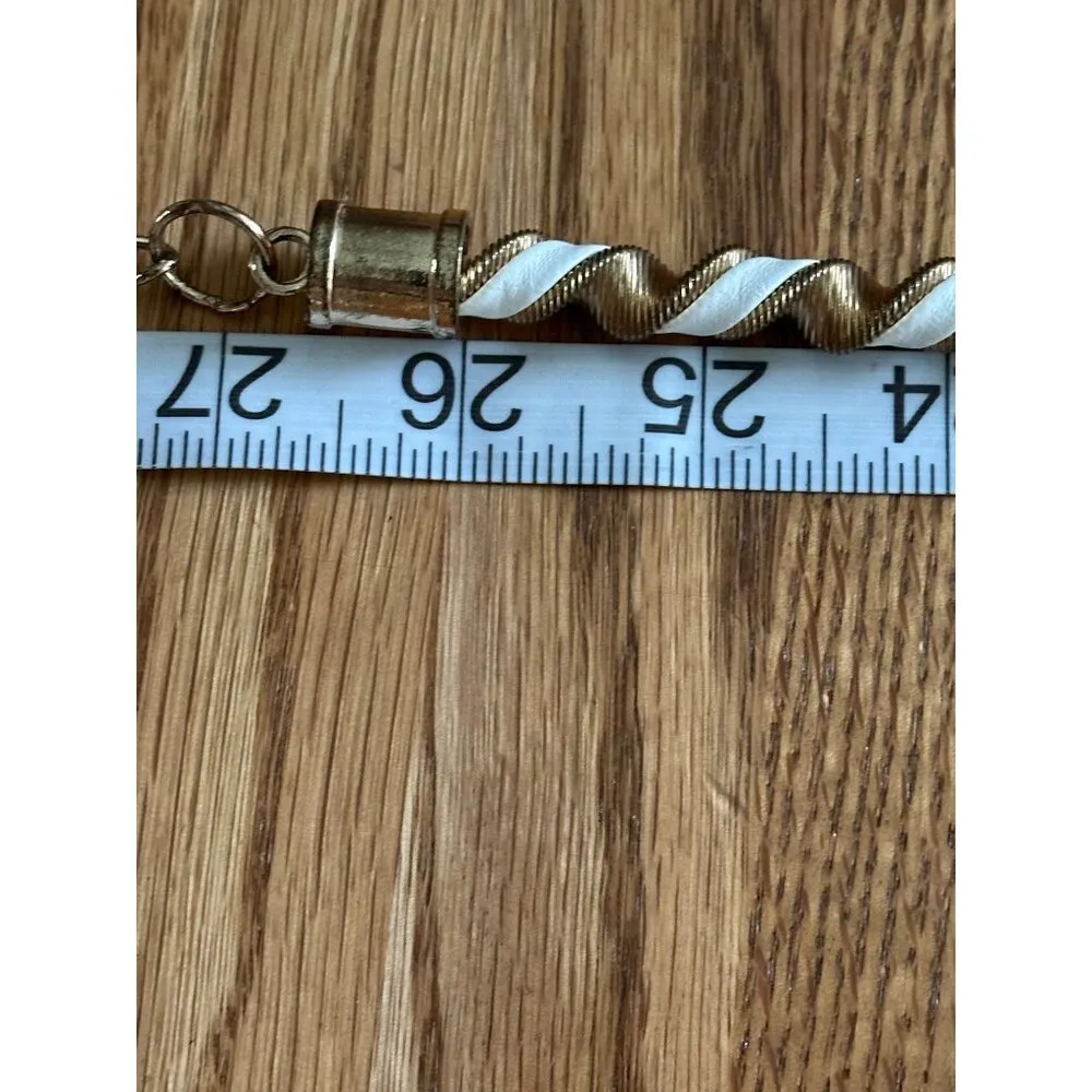 Gold & White Spiral Waist Chain Belt With Dangling Charm & Adjustable Clasp W27 - Image 7