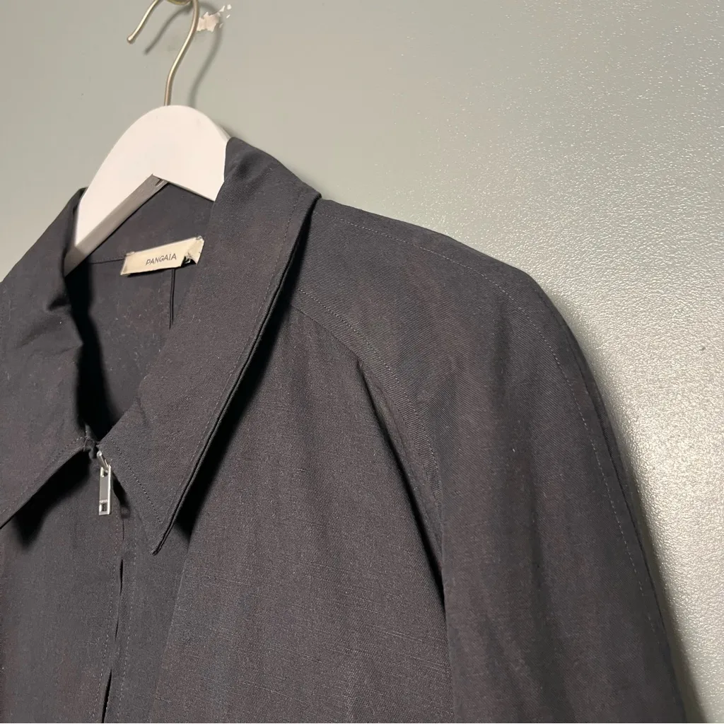 NWT Pangaia DNA Cotton Linen Harrington Jacket Lightweight Black Unisex Size L Size L - Image 8