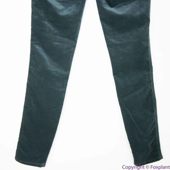 NEW J Brand Zion mid rise dark green velvet‎ skinny pants in moorland, 24 - Image 17