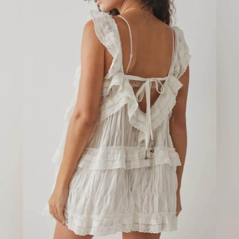 Gacaky Women's Summer Casual Sleeveless Rompers Ruffle Flowy Boho Sun Dr… White Size XL - Image 2