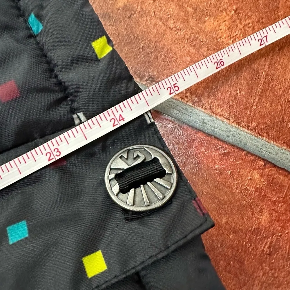 Burton Black Button Hooded Faux Fur Vest Multicolor Pattern Size 19 - Image 10