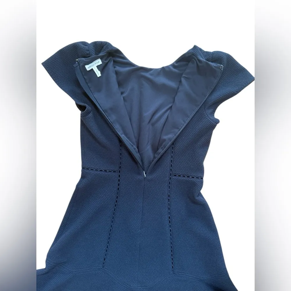 REBECCA TAYLOR TEXTURED STRETCH FIT & FLARE DRESS Black Size 6 - Image 8