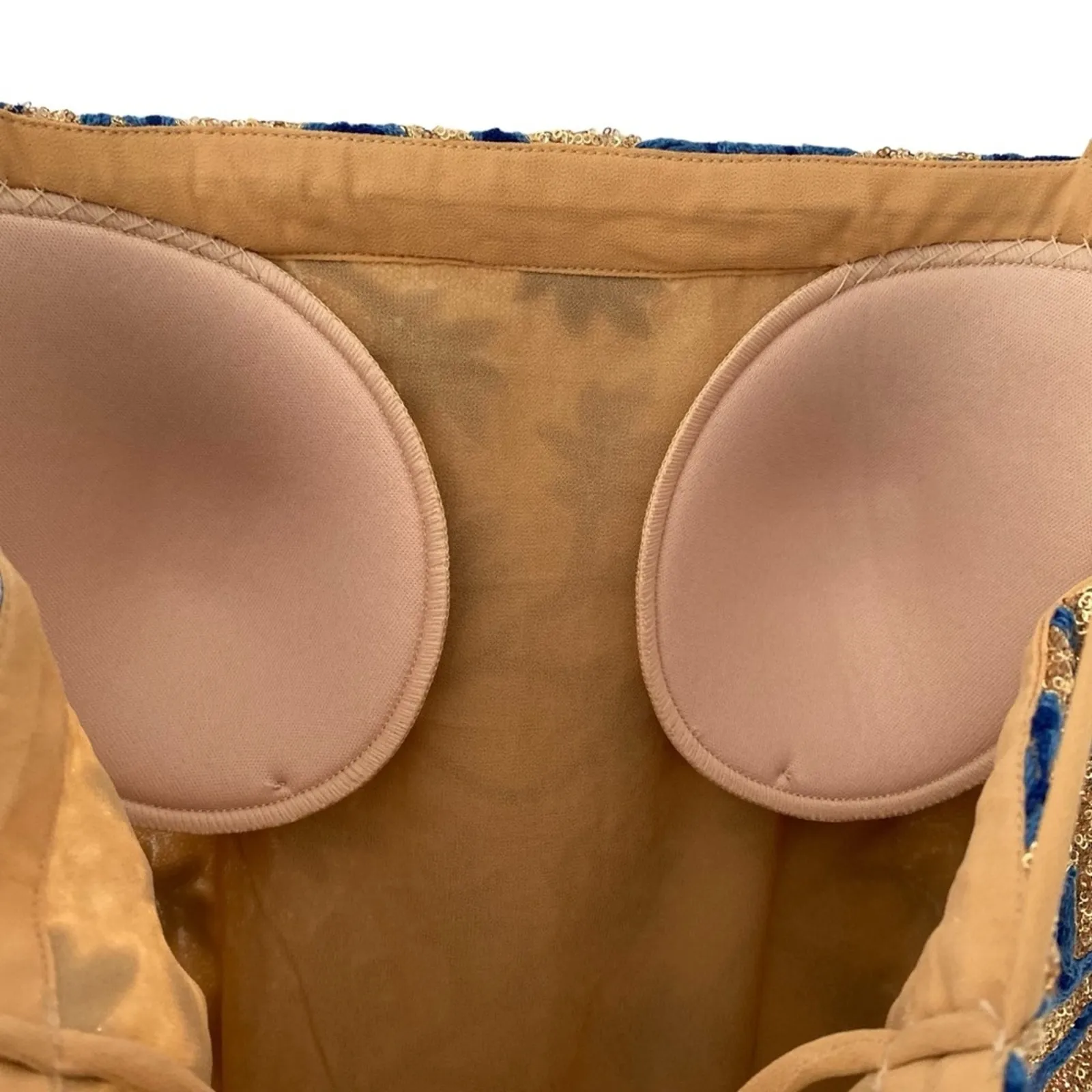 The Odells Strappy Sequin Embroidery Dress Gold Blue size XS - Image 5