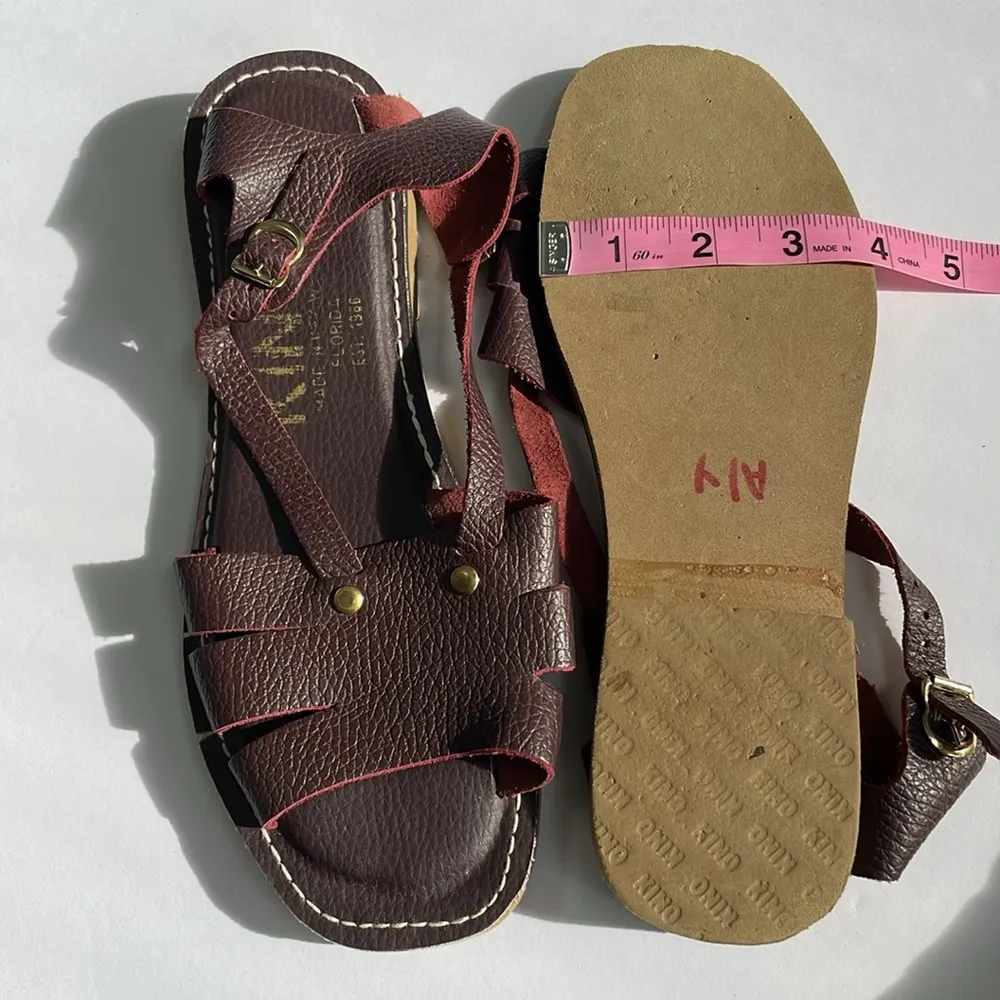KINO Genuine Leather Sandals Made in Key West Florida in Oxblood Burgundy Size 8 Purple - Image 9