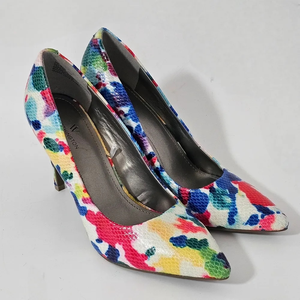 Worthington Zoe Watercolor Floral Reptile Heels Size 8 - Image 2