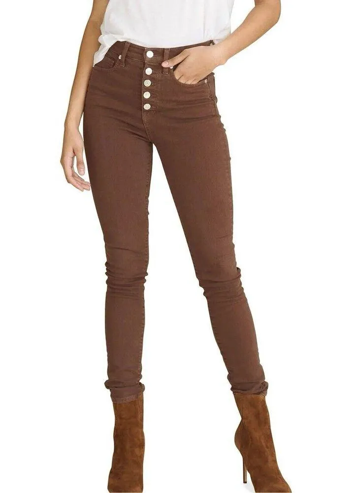Veronica Beard Maera High Rise Brown Skinny Jeans Button Fly Brown Stone Size 24 - Image 1