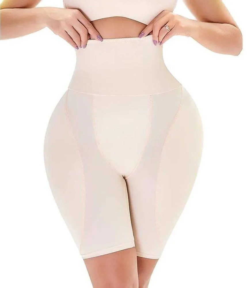 POP CLOSETS Hip Enanching Shapewear Shorts in Beige, Size M Size M - Image 1