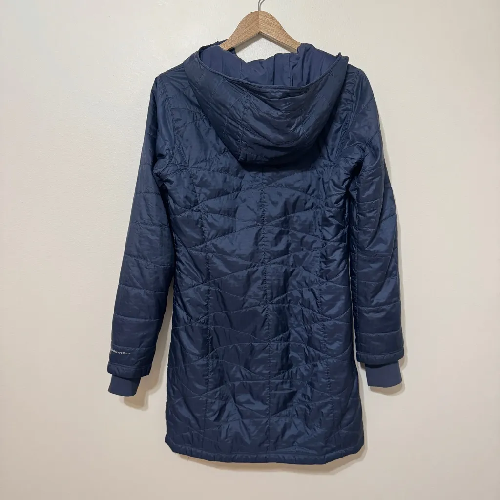 Columbia Heavenly Omni Heat Quilted Long Puffer Jacket Small Navy blue Hooded - Image 7