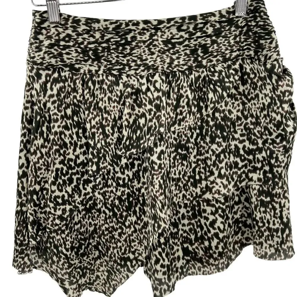 IRO Roya Leopard Silk Mini Skirt Ecru Black Brown‎ Size 38 / US 6 - Image 3