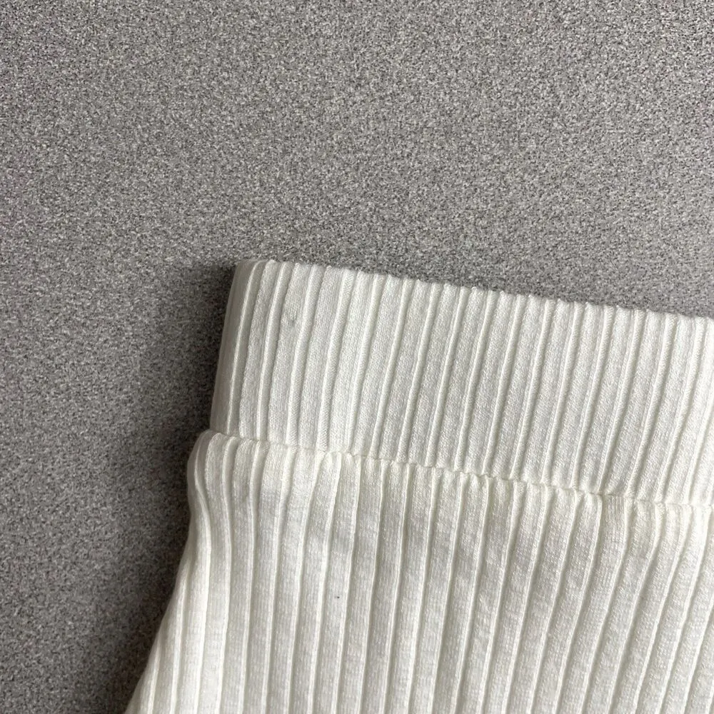 Alemais Ribbed Knit Shorts 10 White Pull On Elastic Waist Organic Cotton Stretch - Image 8