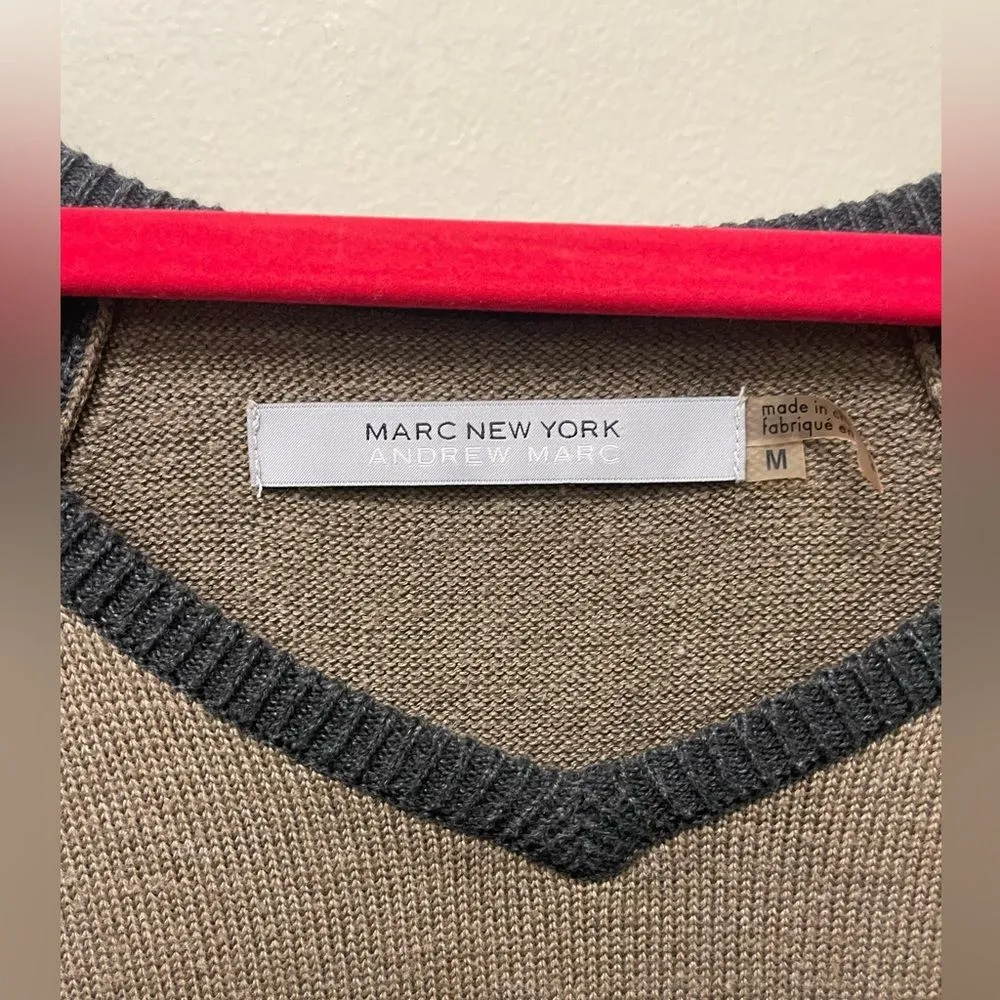 Women's Marc New York Grey Tan Colorblock Bodycon Sweater Dress SZ M - Image 2