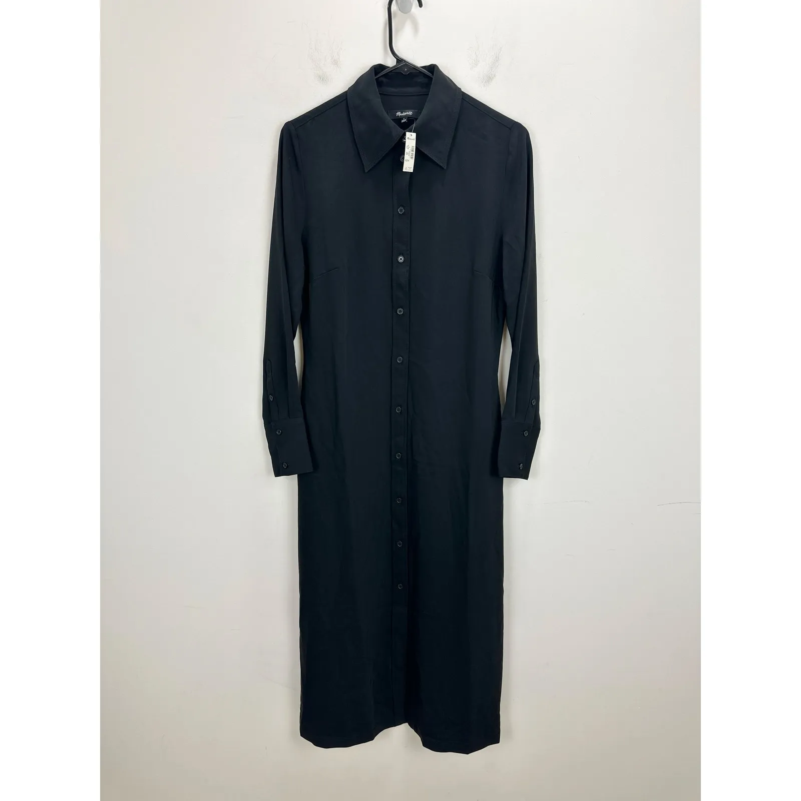 Madewell Button Up Midi Shirtdress Black Minimalist Relaxed Long Sleeve US 2 NWT - Image 7