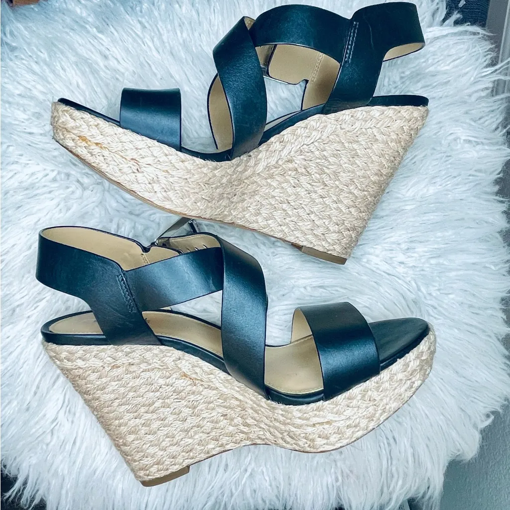 MICHAEL KORS Black Strappy Heels Wedges GIOVANNA - Image 10