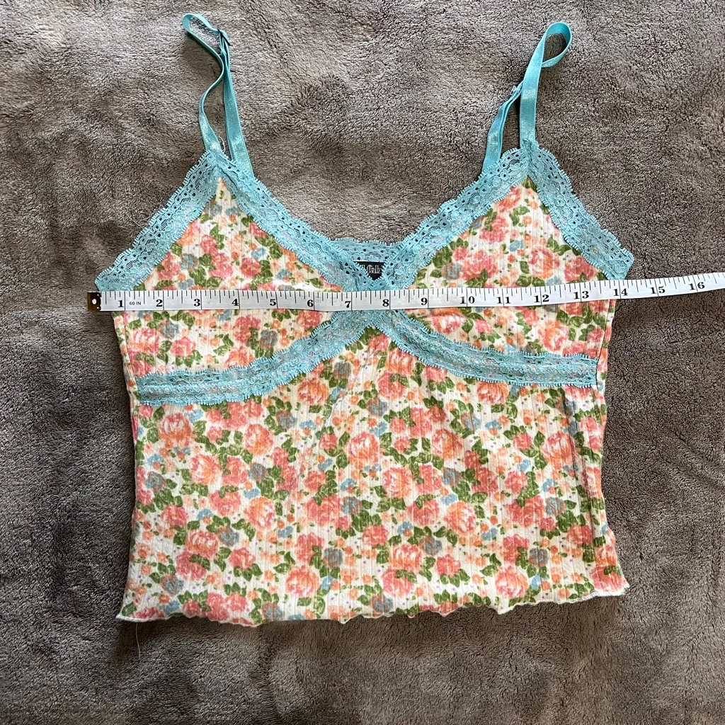 Cottage Core Vintage Floral Lace Trim Cami Tank Top Women’s Sz XS Wild Fable EUC - Image 6